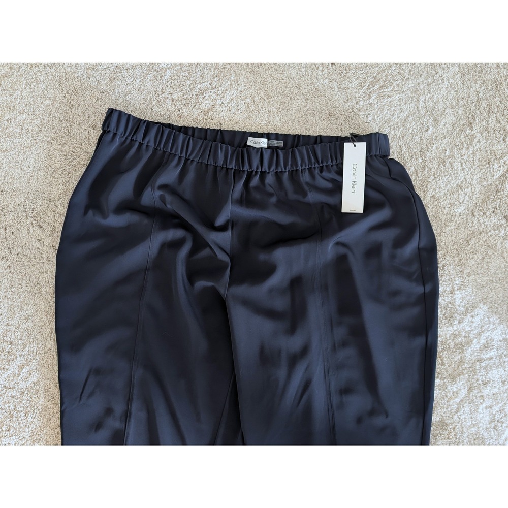 Calvin Klein Womens 2XP Navy Blue Pull On Elastic Waist Tapered Pants Work - Picture 3 of 9